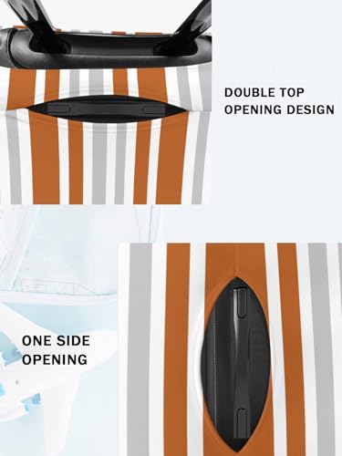 Orange Gray Stripes Travel Luggage Cover, Geometric Anti-scratch Elastic Luggage Covers For Suitcase Protector, Washable Baggage Covers4