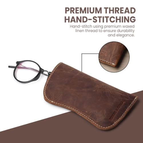 Image of MINNIE & JONES Handmade Full Grain Leather Sunglass Case | Soft Leather Glasses Cover & Spectacle Case for Men & Women | Premium Leather Eyeglass Pouch | Specs Cover for Travel