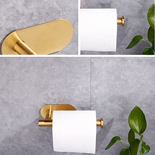 Umbworld Toilet Paper Holder, Self Adhesive 3M Toilet Roll Holder, No Drilling Sticky Waterproof Rustproof Toilet Tissue Dispenser For Bathroom And Washroom, Sus304 Stainless Steel (Gold) #TOP2