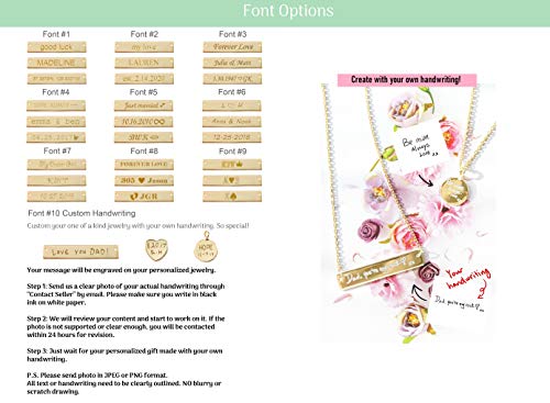 Personalized Engraved Bar Necklace Pendant Initial Text Custom Gift for Woman Kids Mom Sister Daughter Grandma Girlfriend Graduation Wedding Birthday Anniversary (BAR SMALL SILVER)3