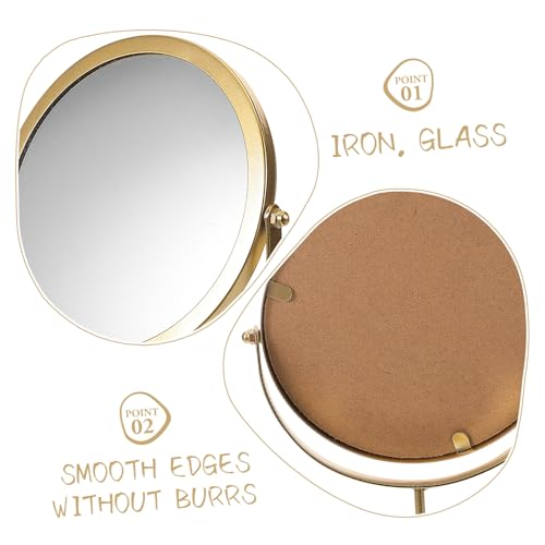 Miroir maquillage base stable en fer et verre rond décoratif pour coiffeuse