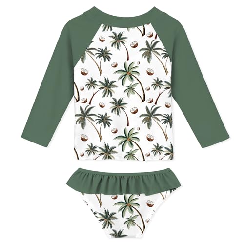 Image of Funnycokid Girls Swimsuit Toddler Bathing Suit Long Sleeve 2 Piece Rash Guard Set for Kids 2-10 Years