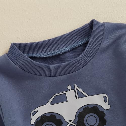 Toddler Baby Boy Clothes Fall Winter Outfits Trucks Print Long Sleeve Crewneck Sweatshirt and Pants Set 2Pcs3