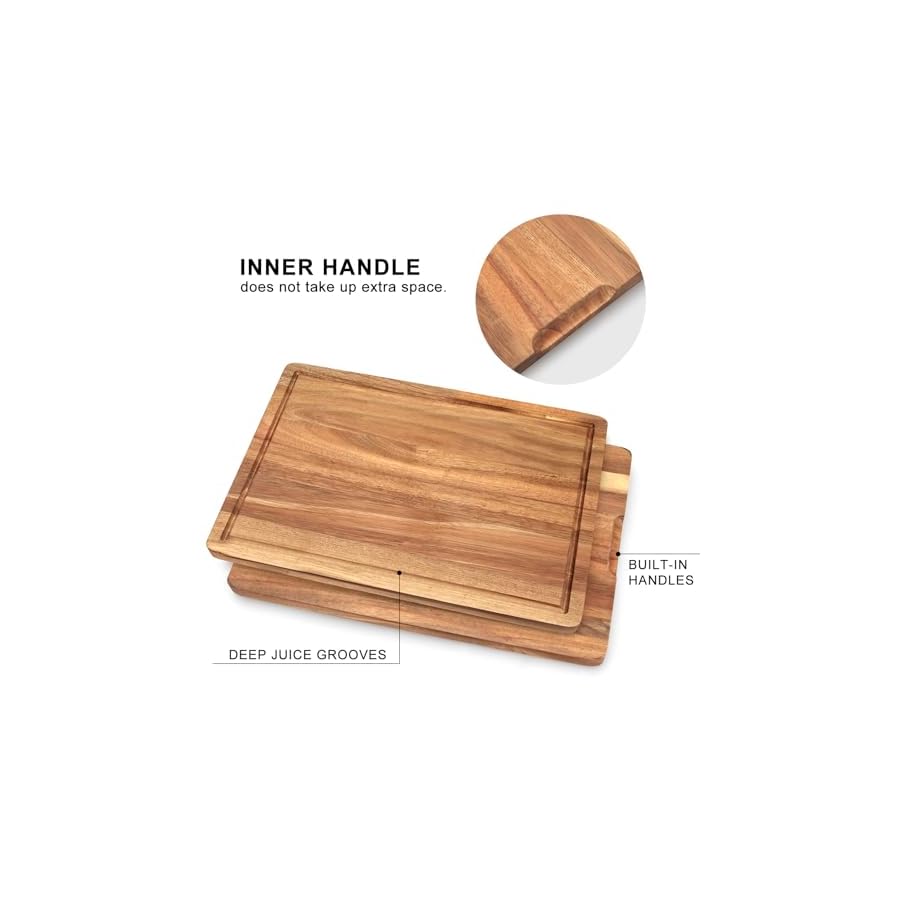 3 Pcs Wooden Cutting Boards Set for Kitchen Meat Chopping Board Fruits Large Charcuterie Board Set Acacia Wood Cutting Board Vegetables Butcher Block Bread Serving Cheese Board Carving Board