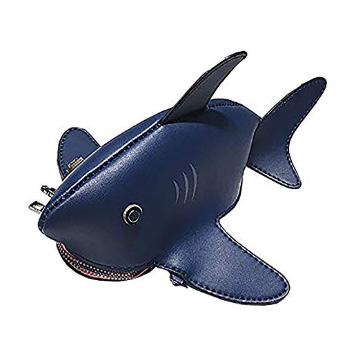 QZUnique Shark Shoulder Bag for Women 3D Animal Novelty Purse Zipper Crossbody Handbag Clutch Messenger Bag for Girl