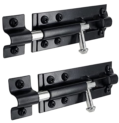 IRONTITE 2 Pack Tower Bolt Black Gate Bolts for Wooden Gates Slide Bolt Black Door Lock Bolt Sliding Bolt Lock Or Garden Gate Bolt. 100mm (4)
