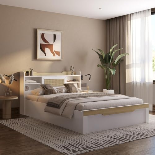 Image of Wakefit Bed | 3 Yr Warranty | Bed Queen Size, Comes with Storage Box, Noise-Free, Density: 680-750 kg /m, Termite & Borer Resistant, Fits Mattresses Up to 8 inches (Halos 78 x 60 - Frosty White)
