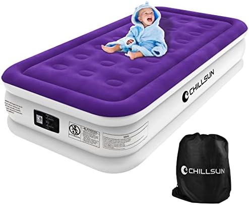CHILLSUN Air Mattress with Built in Pump - 16 inch Twin Size Double-High Inflatable Mattress with Flocked Top - Easy Inflate, Waterproof, Portable Blow Up Bed for Home