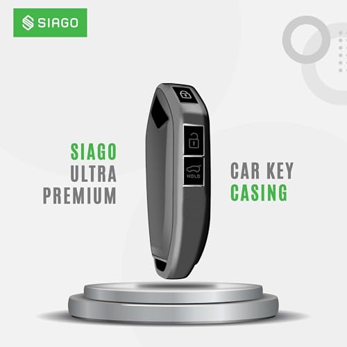 Image of SIAGO TPU Key Cover and Round Key Chain Compatible with Kia 3 Button Flip Key (Grey)
