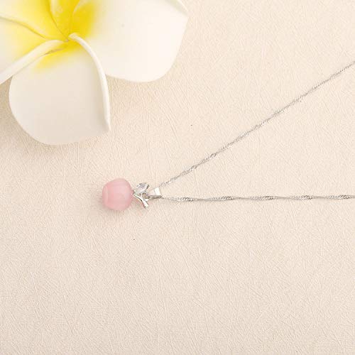 bobauna 3D Pink Opal Apple Shape Pendant Necklace Apple Jewelry Teachers Appreiation Gift for Mentor Coach Principal3