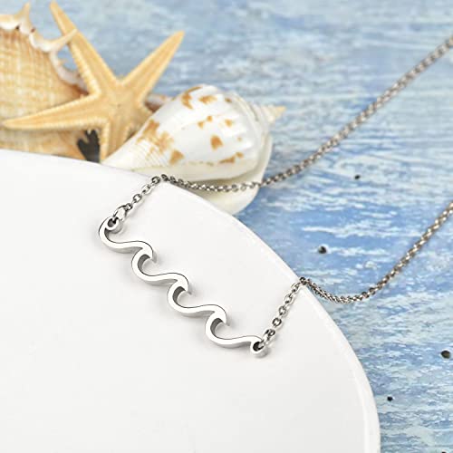 Lauren-Spencer Wave Necklace Gold Silver Plated Ocean Wave Necklace Dainty Beach Choker Necklaces for Women Teen Girls Surfer Jewelry Gifts Boho Summer Necklace4