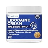 WELMATE 5% Lidocaine Cream for Hemorrhoids, 6 oz Jar – Fast-Acting Lidocaine Numbing Cream & Topical Analgesic Cream for Anorectal Itch Relief