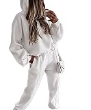 KYLASIEN Women Long Sleeve Fleece Lined Tracksuit 2022 Fall Casual Hood Sweatshirt Jogger Pant 2 Pie