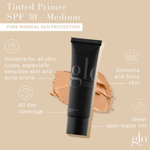 Glo Skin Beauty Tinted Primer With Spf 30 - Oil-Free Pure Mineral Makeup For Face, Sheer To Medium Coverage, Semi-Matte Finish (Medium) #TOP4