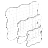 3 Stück Stempel Weihnachten Set, 5/7,5/10cm Clear Stamp Block mit Raster Acrylblock für Silikonstempel Weihnachten Basteln Hochzeit Briefe Karten Scrapbooking Fotoalbum