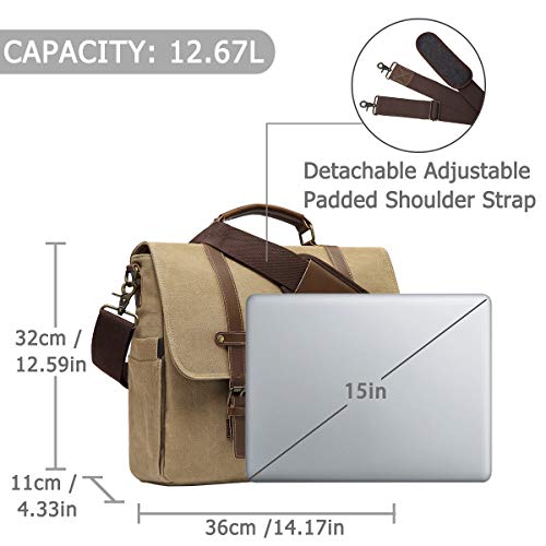 Bolso Mensajero para Hombre Kasqo, 15.6 Pulgadas, Lona Vintage miniatura 3