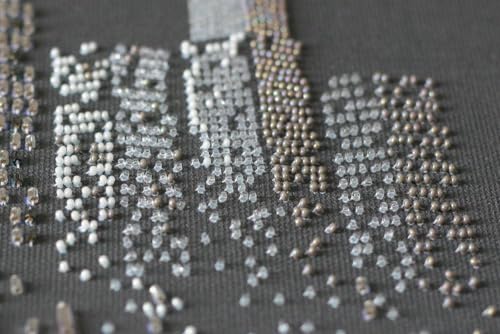 Image of Wizardi Bead Embroidery Kit - The Glitter of The Night Lights. Colorful Beads, Beading Needles. DIY Kit. Embroidery for Beginners. Home Decor. AB-755 Abris Art