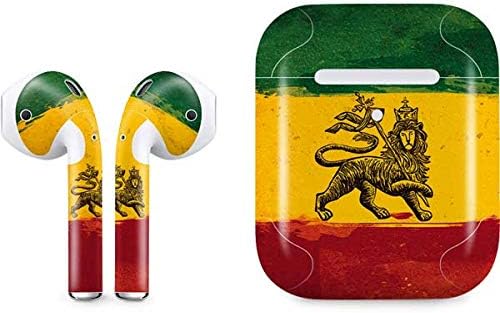 Skinit Decal Audio Skin Compatible with Apple AirPods 2 - The Lion of Judah Rasta Flag Design