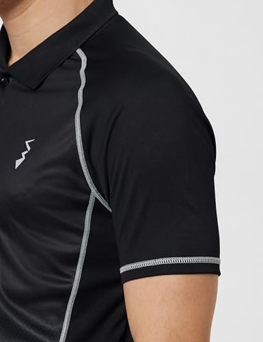 Image of CAHOOT Men's Black Ombre Polo Neck Short Sleeve Regular Fit T Shirt for Active Wear