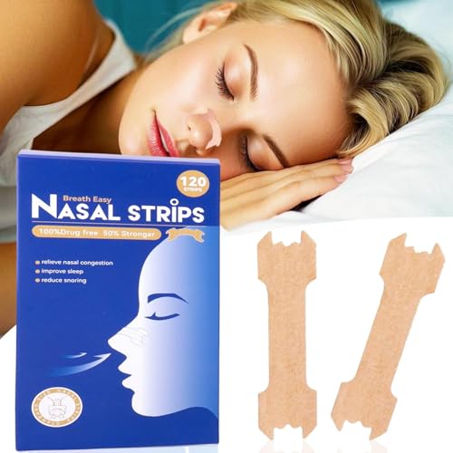 120 Pcs Tiras Nasales Antirronquidos BEKOIUP,Tiras Anti-Ronquidos para Dormir y Deportes, Alivia Congestión Nasal y Mejora la Respiración,Tamaño L 66x19mm, Hipoalergénicas y Suave Adhesivo