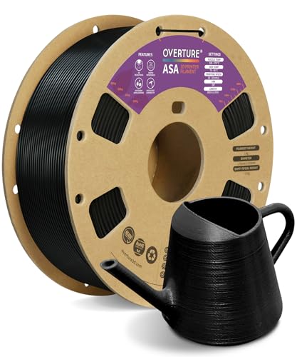 OVERTURE ASA 3D Printer Filament 1.75mm, Resist UV/Weather, 1kg Black