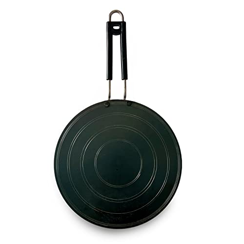 Image of Kichera Traditional Dosa Kal /Pure Iron Dosa Tawa With Stainless Steel Handle 28cm /11 inch, 1kg | Gas Stove and Induction Friendly | Pre-Seasoned Black Flat Iron Tawa