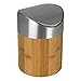 Produktbild Tischmülleimer Bambus 1L Tischabfalleimer klein Kosmetikeimer Tisch Mülleimer Abfalleimer