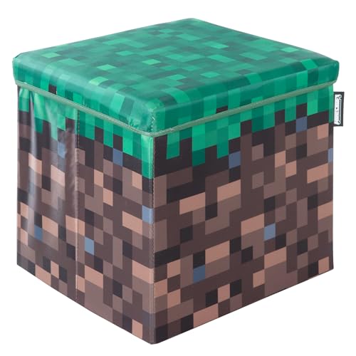Minecraft: Ottoman - Small - Pixel Grass Block Collapsible Storage