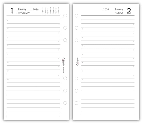 Agendepoint.it - Ricambio agenda organizer giornaliera INGLESE 2026 9,5x17cm 6fori