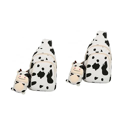 Sac à bandoulière en toile avec motif adorable lot de 2 pièces pratique pour le shopping quotidien