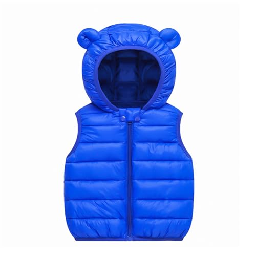 Generisch Conjunto de ropa deportiva para niños y niñas, chaleco de invierno, ligero, sin mangas, orejas de oso, cierre de cremallera, broche, color negro, azul, 6-12 meses