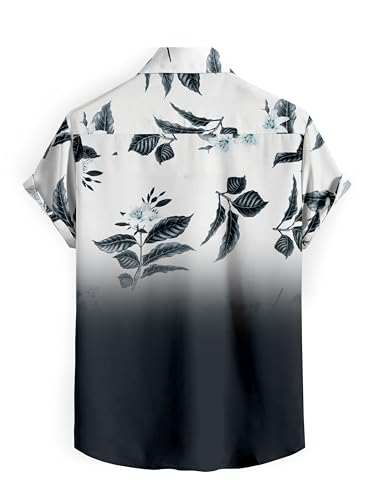 Image of LAMBOO Men Solid Fashion Lycra Printed Flower Print Slim Fir Spread Collar Casual Shirt