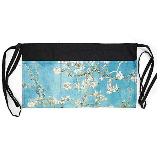 Waitress Apron with 3 PocketsBlue Waist Server ApronsWaiter Half Apron for womenserving aprongreen flower