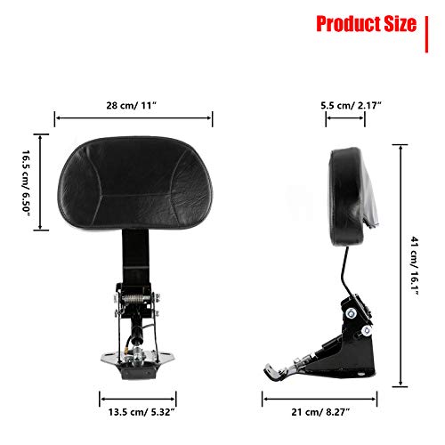 INNOGLOW Motorcycle Adjustable Driver Backrest Rider Backrest with Black Mounting Kit for Harley Touring Electra Glide Road Glide Road King Street Glide CVO 2009-2020 - Thumbnail 5
