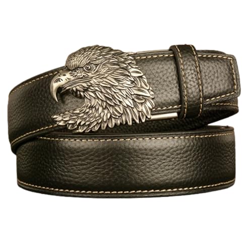 Ceinture à cliquet pour homme avec boucle automatique aigle gravé pour costume d'affaires élégant
