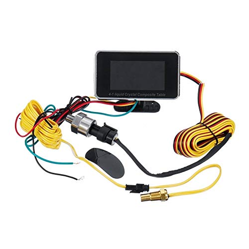 Sensore di Pressione dell'olio/Indicatore Digitale LCD 4 in 1 per Auto: Allarme, indicatore di Pressione, voltmetro, voltmetro, Temperatura dell'Acqua, Pressione dell'olio,