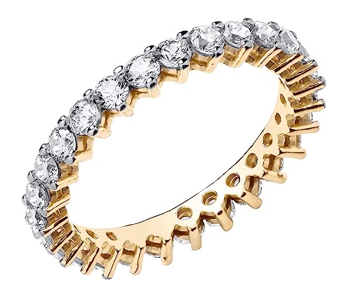 Old English Jewellers 9ct Yellow Gold on Silver 1.50CT simulated Diamond Full Eternity Ring size J - U (N)