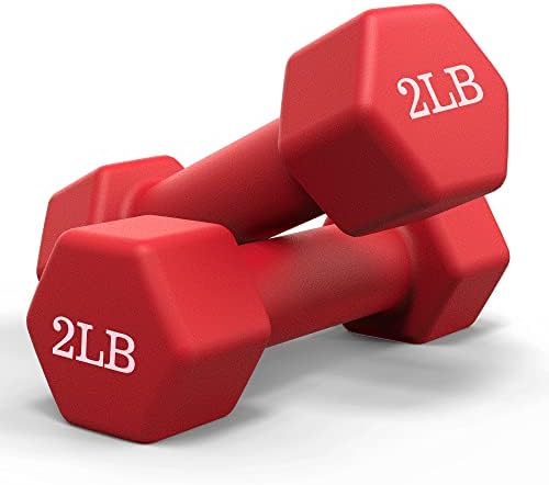 2lb Dumbbells Set of 2 Neoprene Coated Hex Shaped Hand Weights for Home Gym Equipment Workouts Strength Training Free Weights for Women