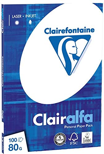 CLAIRALFA Lot de 3 Ramettes 100 Feuilles Papier 80g A4 210x297 mm Certifié PEFC Blanc Cover