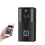 Timbre Inalámbrico para Puerta, 720P HD Cámara de Seguridad Inteligente con Conversación Bidireccional, Visión Nocturna, Detección de Movimiento PIR, para Oficina Hotel Casa