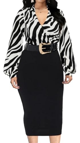 Image of SeNight Women Church Dress Sexy V Neck Dresses Bodycon Black Long Sleeve Mini Dresses