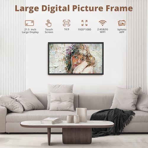 Image of Dragon Touch Large Digital Picture Frame 21.5 inch Black Touch Screen WiFi Digital Photo Frame Display, 32GB Storage, Auto-Rotate, Share Photos via App, Email, Cloud, Classic 21