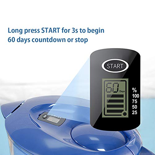 DECDEAL Jarro com filtro de água de 3,5L com indicador eletrônico 1 Filtro de 4 estágios Sistema de