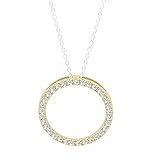 0 33 carat ctw round white diamond circle pendant 1 3 ct silver chain included 14k yellow gold