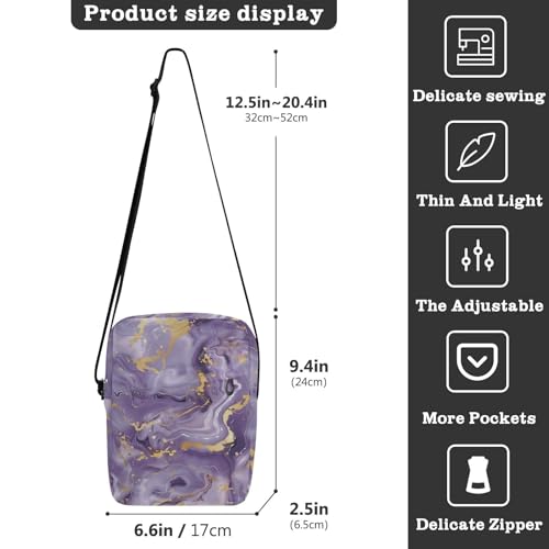 Marble Stone Purple Gold mens messenger bag crossbody over the shoulder bags for men Casual Purse Adjustable Strap for Shopping Outdoor Daily3