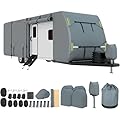 GarveeTech Travel Trailer Rv Cover,27-30 Ft Upgraded 7 Layers Top Camper Cover Heavy Duty Motorhome Cover Windproof Waterproof and Anti-Uv Camping Travel Cover with 30Pcs Accessories