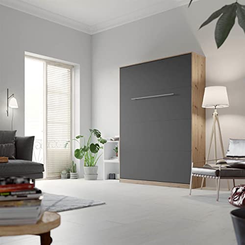 SMARTBett Schrankbett Standard 90x200 120x200 140x200 160x200 Bettschrank Wandbett Wildeiche/Anthrazit 140 Vertikal – Bild 6