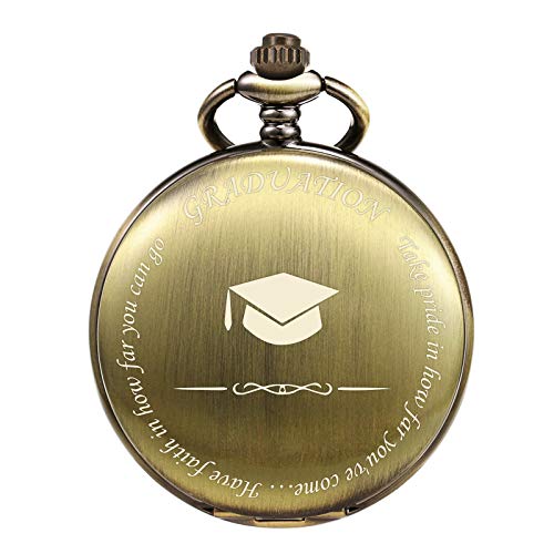 Montre de poche gravée rétro en bronze avec cadran classique pour hommes et garçons