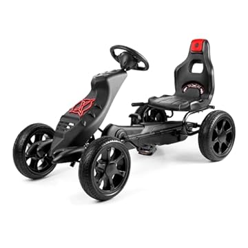 Xootz Venom Pedal Go Kart | Kids Ride-On Race Car with Gears, Handbrake and Adjustable Seat, Black & Red