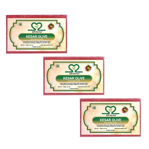 Image of Handmade Keshar Olive Soap - Pack of 3 (3 x 125 g)